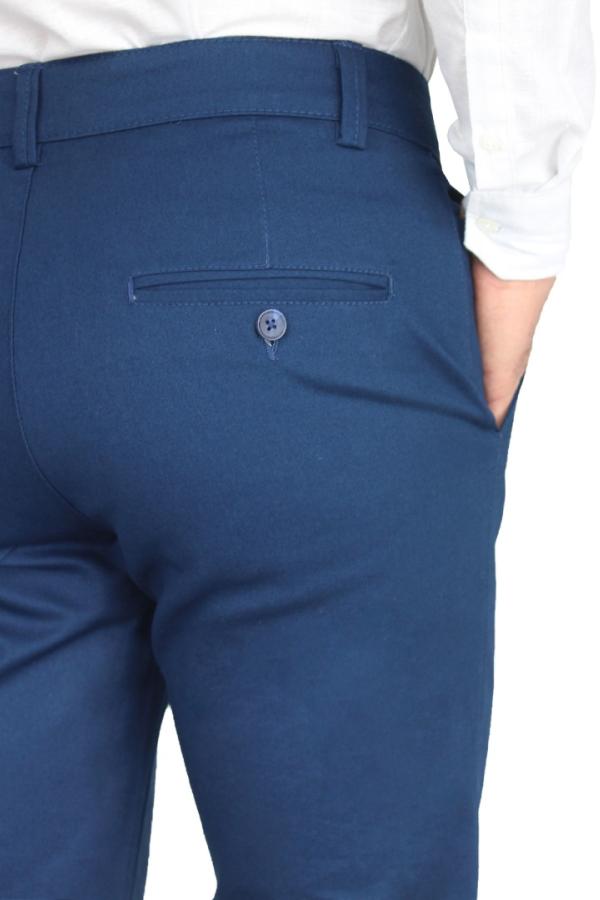 Pantalón Corte Regular Color Azul Plúmbago De Algodón Para Caballero